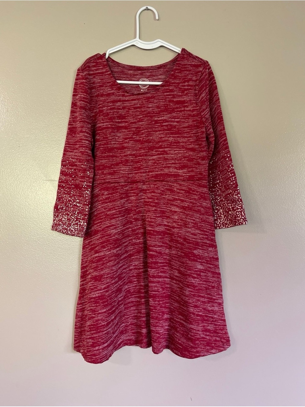 Wonder Nation Girls Red Speckled Long Sleeve Dress size 7-8